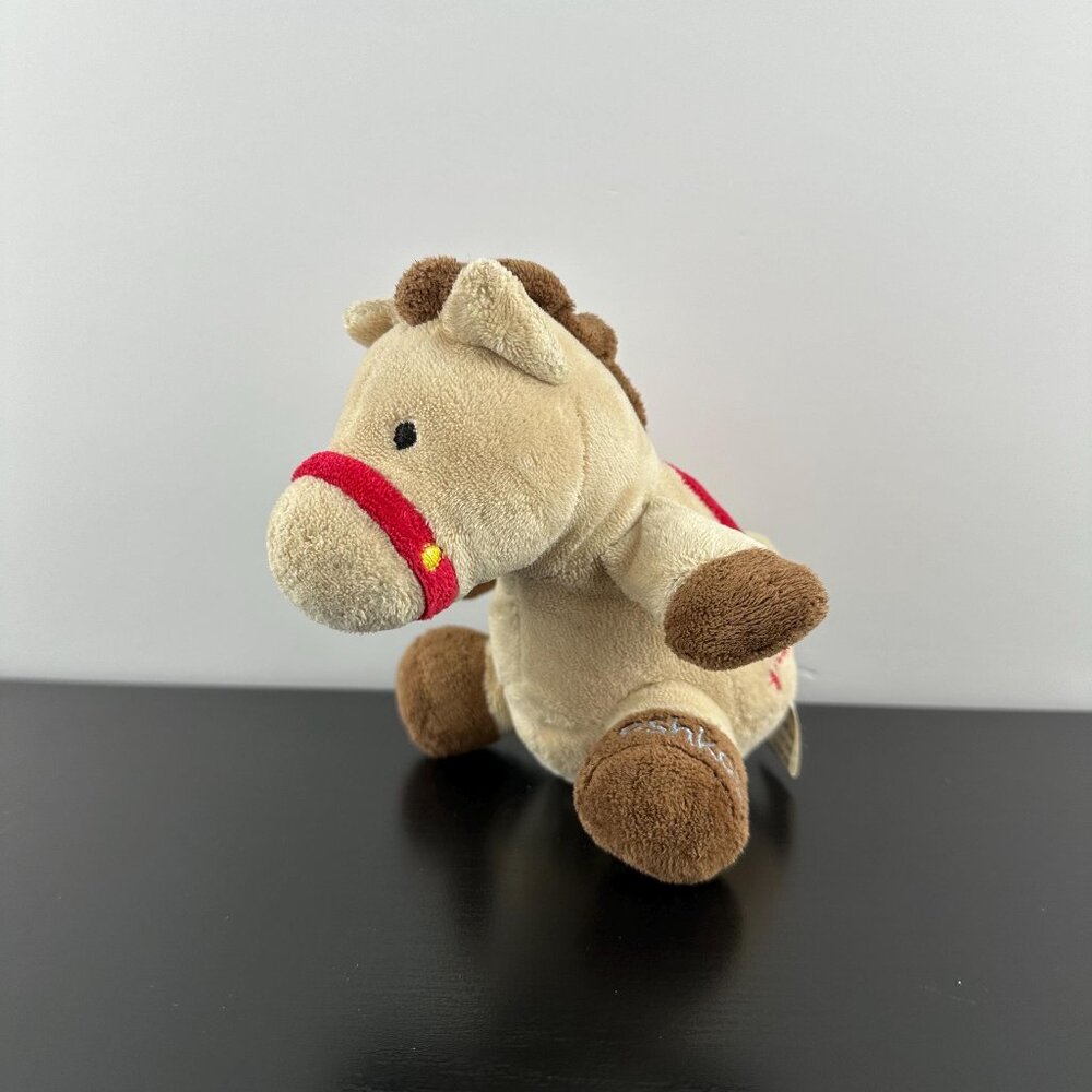 Oshkosh Pony Horse Rattle Plush Baby Toy Giddy Up Brown Stuffed Animal 6”
